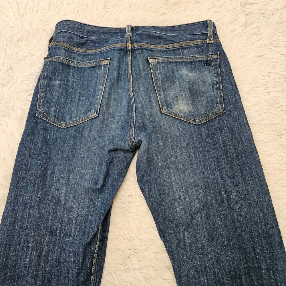 Rag & Bone Men's Sz 30x32 Denim Blue Button Fly Slim Straight Linen Rinse‎ Jeans